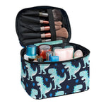 Cute Blue T-Rex Dinosaur Pattern Print Travel Makeup Bag