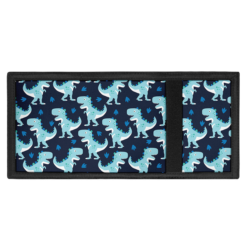 Cute Blue T-Rex Dinosaur Pattern Print Trifold Wallet
