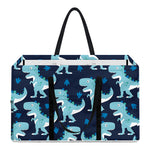 Cute Blue T-Rex Dinosaur Pattern Print Utility Tote Bag