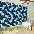 Cute Blue T-Rex Dinosaur Pattern Print Wall Sticker