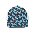 Cute Blue T-Rex Dinosaur Pattern Print White Mesh Trucker Hat