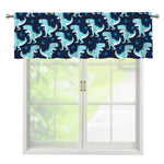 Cute Blue T-Rex Dinosaur Pattern Print Window Valance