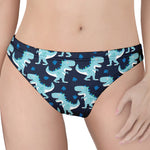 Cute Blue T-Rex Dinosaur Pattern Print Women's Thong