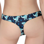Cute Blue T-Rex Dinosaur Pattern Print Women's Thong