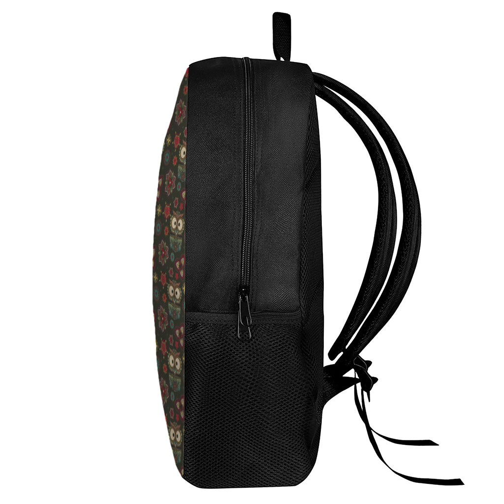 Cute Boho Owl Pattern Print 17 Inch Backpack