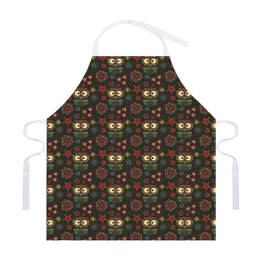 Cute Boho Owl Pattern Print Adjustable Apron