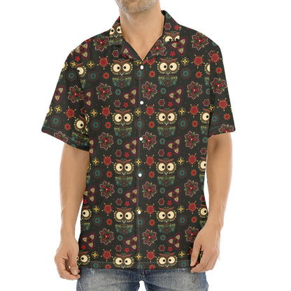 Cute Boho Owl Pattern Print Aloha Shirt