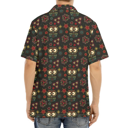 Cute Boho Owl Pattern Print Aloha Shirt