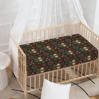 Cute Boho Owl Pattern Print Baby Crib Sheet