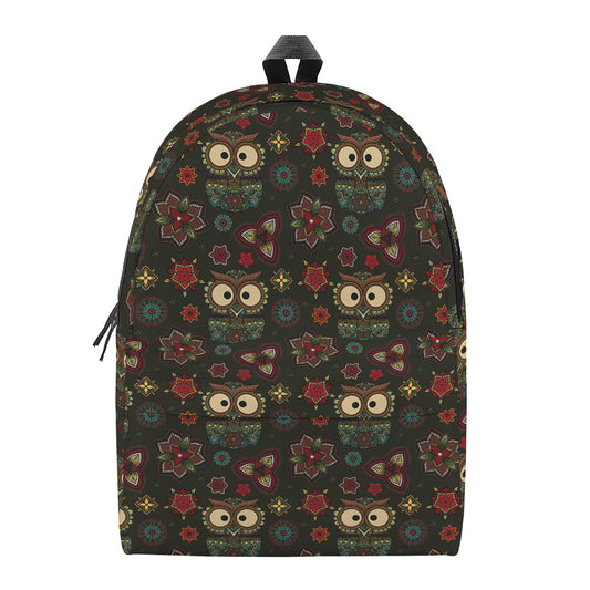 Cute Boho Owl Pattern Print Backpack