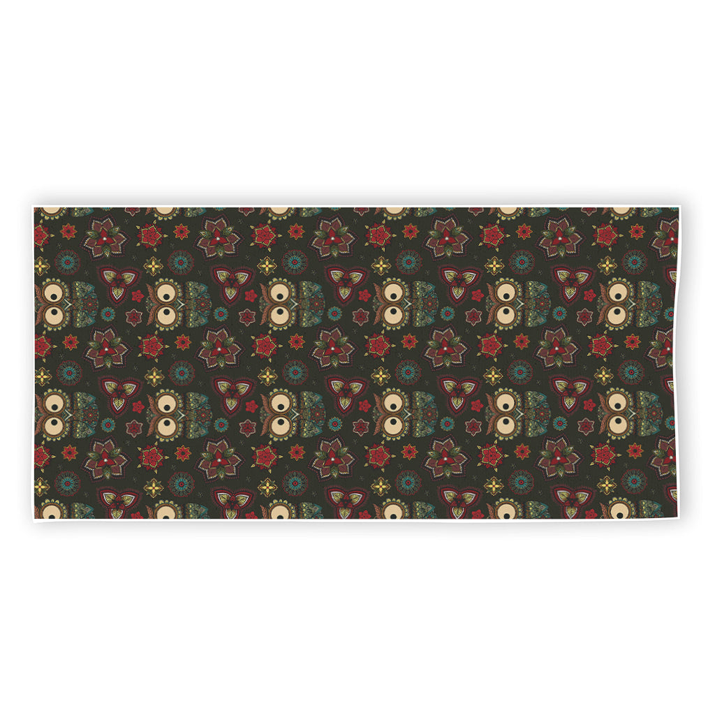 Cute Boho Owl Pattern Print Beach Towel