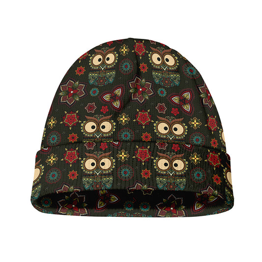 Cute Boho Owl Pattern Print Beanie