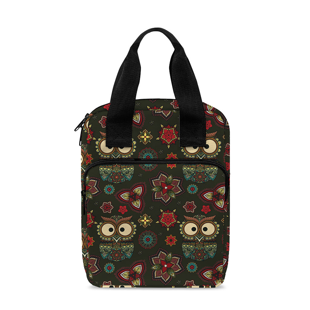 Cute Boho Owl Pattern Print Bible Tote Bag