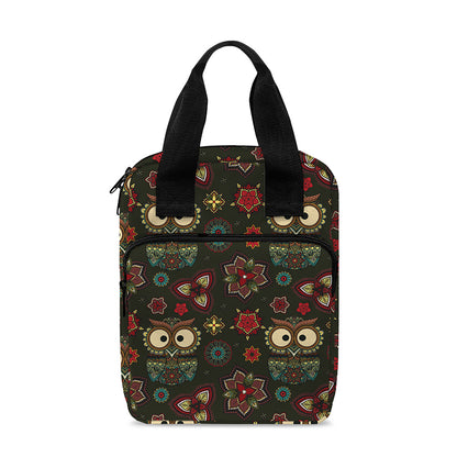Cute Boho Owl Pattern Print Bible Tote Bag
