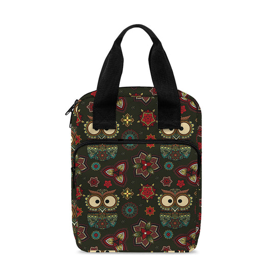 Cute Boho Owl Pattern Print Bible Tote Bag