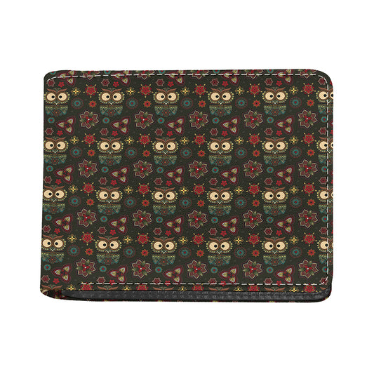 Cute Boho Owl Pattern Print Bifold Wallet