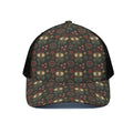Cute Boho Owl Pattern Print Black Mesh Trucker Hat