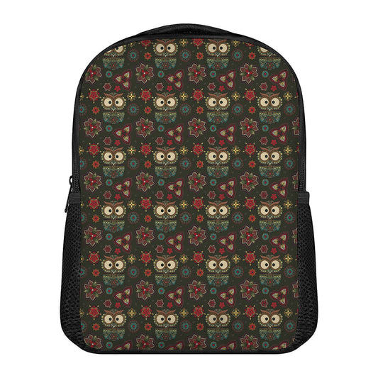 Cute Boho Owl Pattern Print Casual Backpack