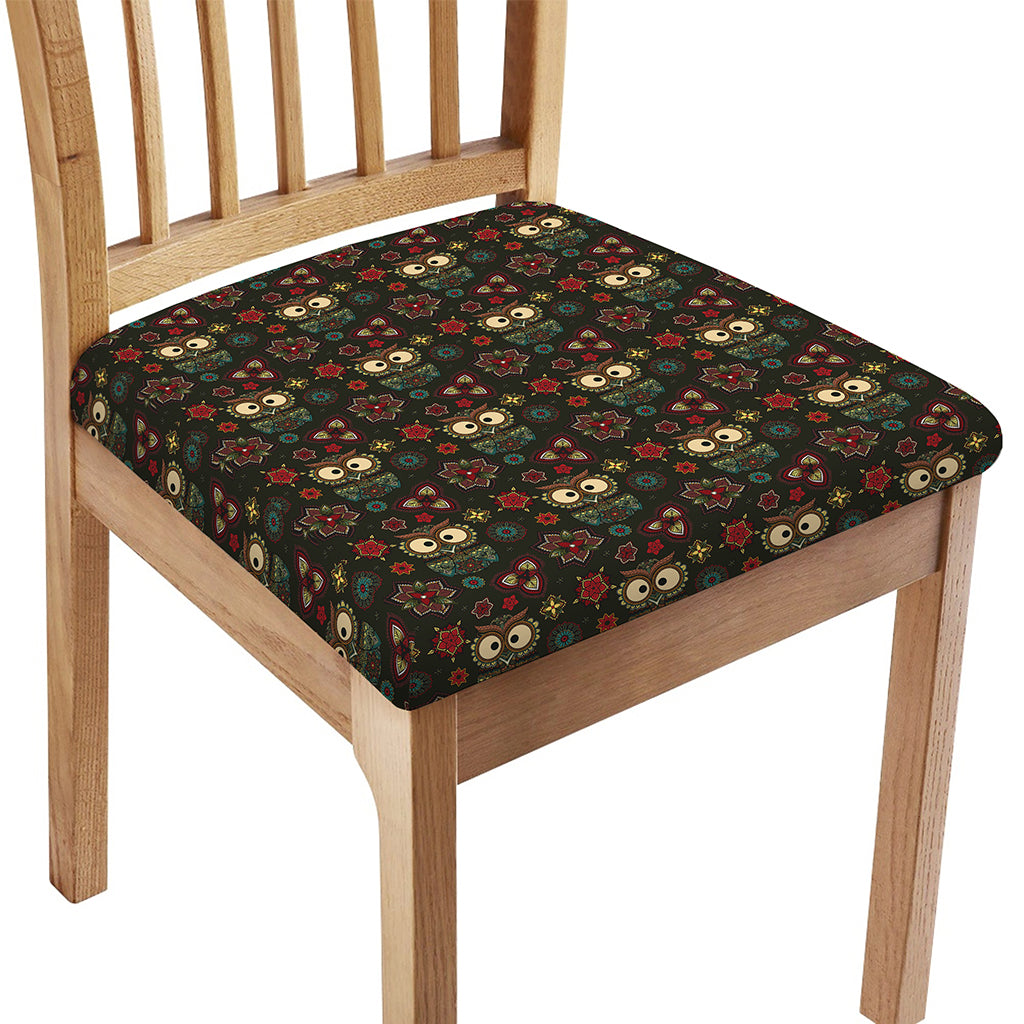 Cute Boho Owl Pattern Print Chair Cushion Cover