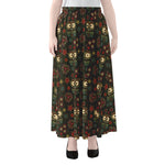 Cute Boho Owl Pattern Print Chiffon Maxi Skirt
