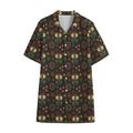 Cute Boho Owl Pattern Print Cotton Hawaiian Shirt