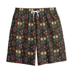 Cute Boho Owl Pattern Print Cotton Shorts