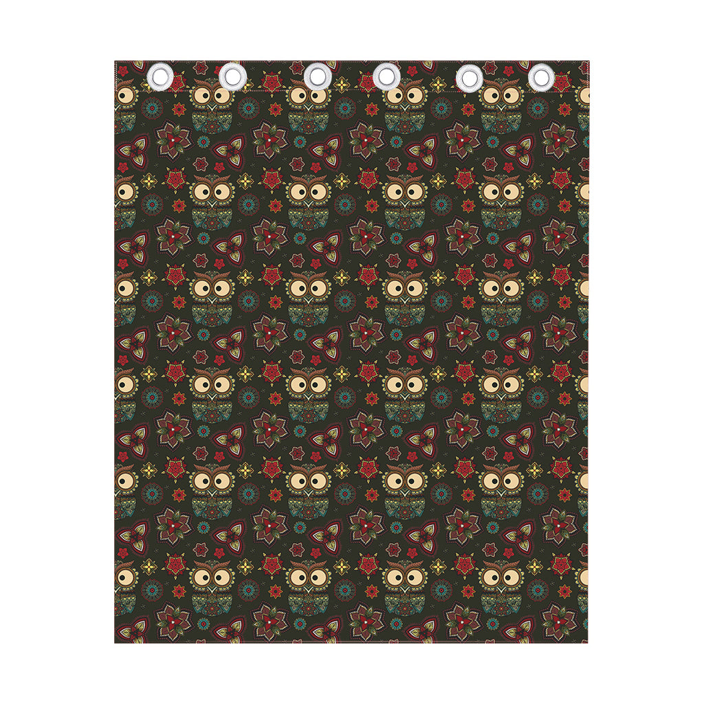 Cute Boho Owl Pattern Print Curtain