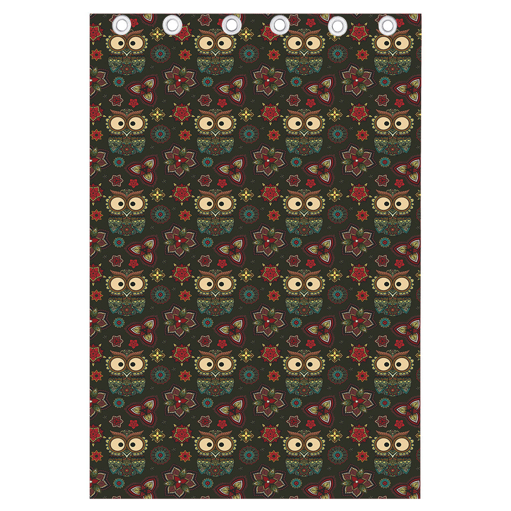 Cute Boho Owl Pattern Print Curtain