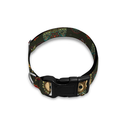 Cute Boho Owl Pattern Print Dog Collar