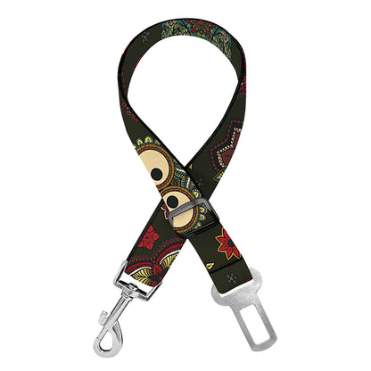 Cute Boho Owl Pattern Print Dog Seat Belt