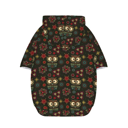 Cute Boho Owl Pattern Print Dog Zip Up Hoodie