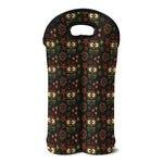 Cute Boho Owl Pattern Print Double Neoprene Wine Tote