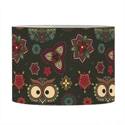 Cute Boho Owl Pattern Print Drum Lamp Shade
