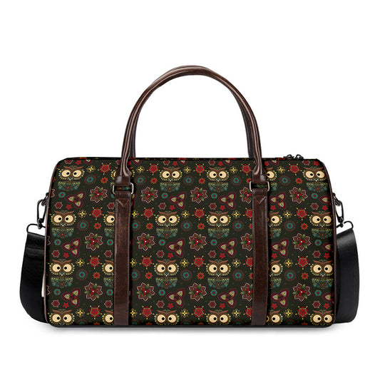 Cute Boho Owl Pattern Print Duffle Bag