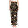 Cute Boho Owl Pattern Print High Slit Maxi Skirt