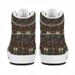 Cute Boho Owl Pattern Print High Top Leather Sneakers