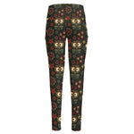 Cute Boho Owl Pattern Print High-Waisted Pocket Leggings