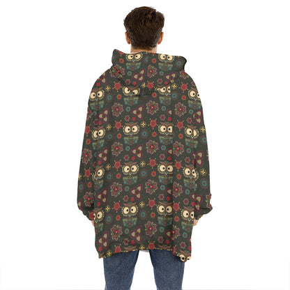 Cute Boho Owl Pattern Print Hoodie Blanket