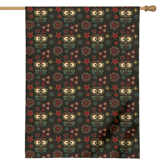 Cute Boho Owl Pattern Print House Flag