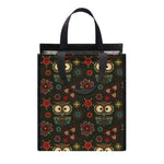 Cute Boho Owl Pattern Print Insulated Lunch Tote