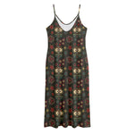 Cute Boho Owl Pattern Print Jersey Midi Cami Dress