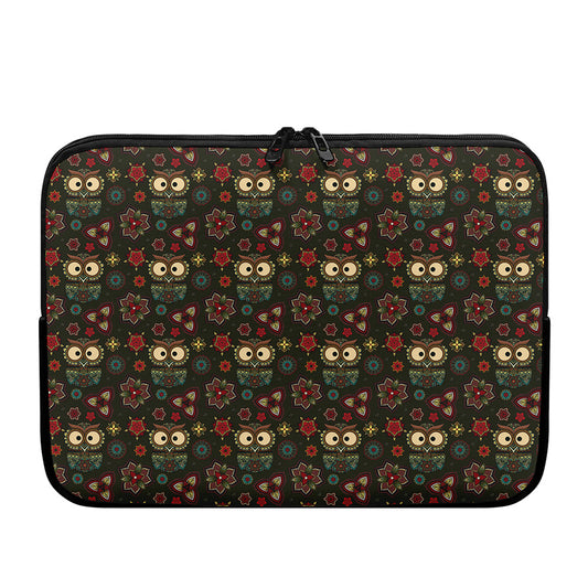 Cute Boho Owl Pattern Print Laptop Sleeve