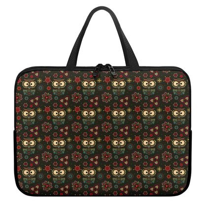 Cute Boho Owl Pattern Print Laptop Sleeve With Handle