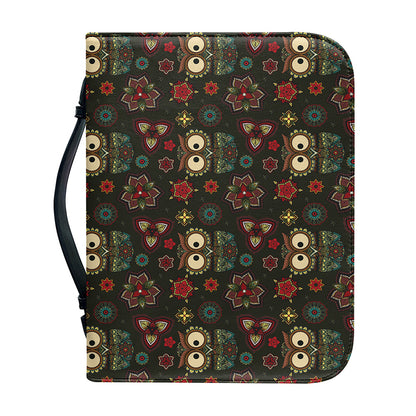 Cute Boho Owl Pattern Print Leather Bible Cover