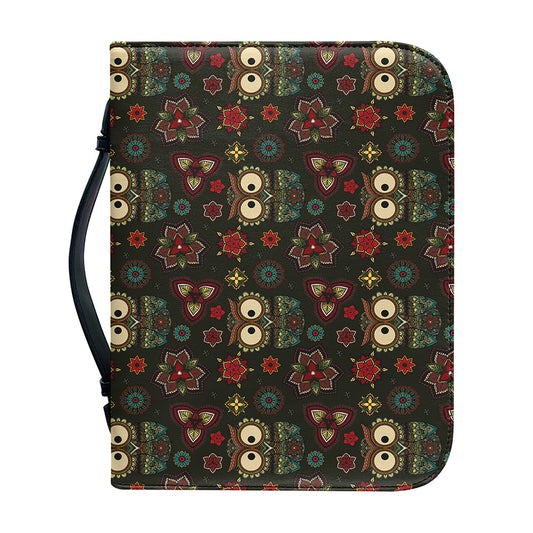 Cute Boho Owl Pattern Print Leather Bible Cover