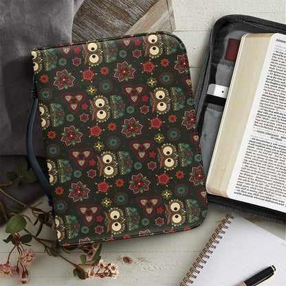 Cute Boho Owl Pattern Print Leather Bible Cover