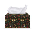 Cute Boho Owl Pattern Print Leather Tissue Box Cover