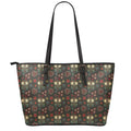 Cute Boho Owl Pattern Print Leather Tote Bag With Zipper