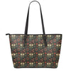 Cute Boho Owl Pattern Print Leather Tote Bag