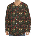 Cute Boho Owl Pattern Print Long Sleeve Baseball Jersey